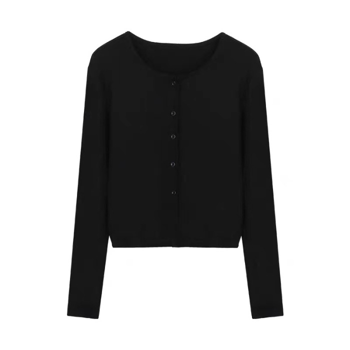 Picture of Niche Long-sleeved Sunscreen Black Cardigan Jacket Women's Early Spring Thin All-match Loose Casual Slim-fit Short Top