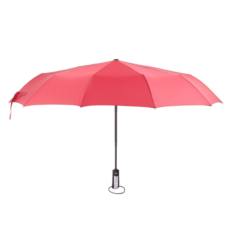 Picture of Ten-bone full-automatic sunny umbrella advertising umbrella logo increase business black rubber sunscreen three folding umbrella gift sun