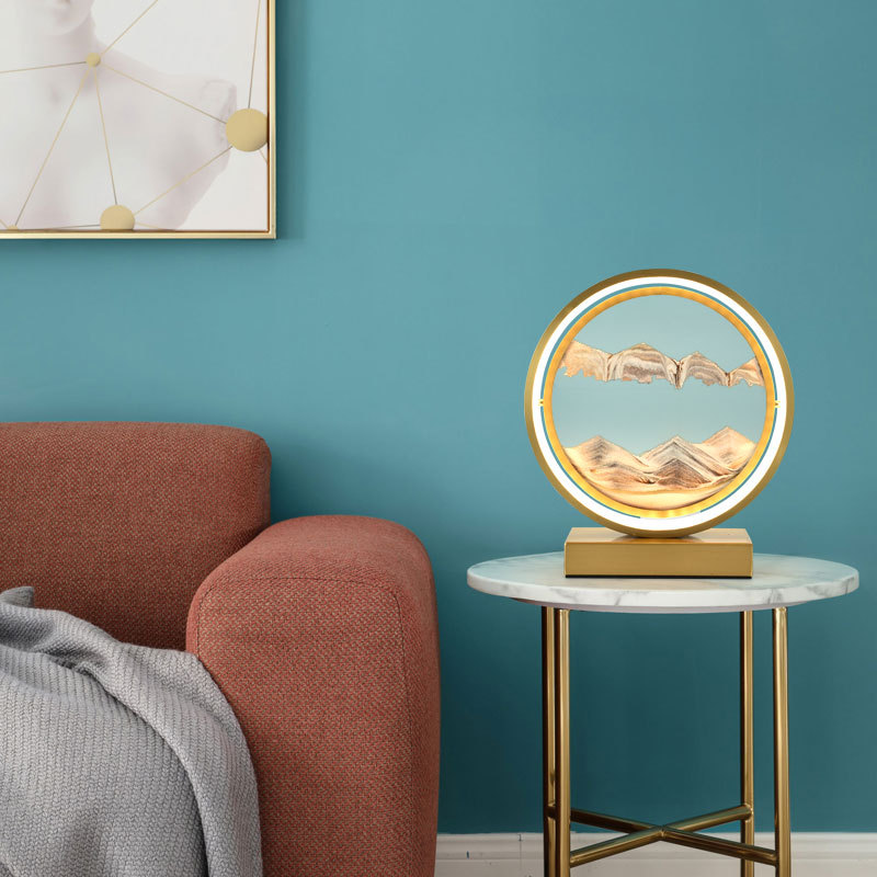 Picture of Creative quicksand table lamp bedroom bedside lamp Golden fashion romantic simple decorative atmosphere lamp ins Internet celebrity personality