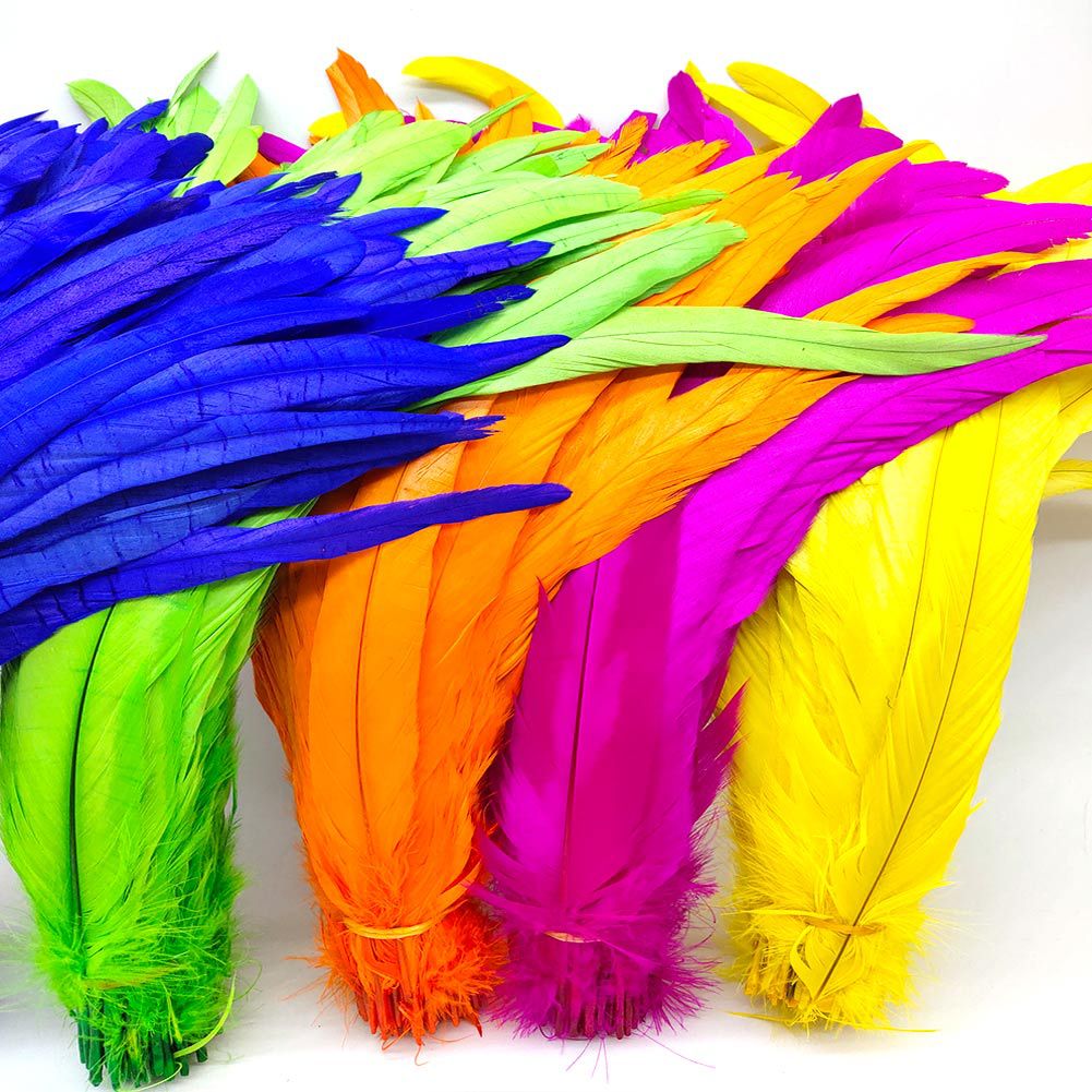 Decolorized Rooster Tail Feathers 30- 35cm Clothing Performance Decoration Accessories Headdress Material Decorative Feathers DIY