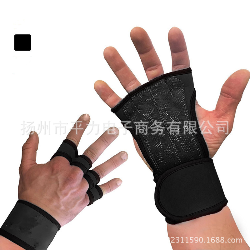 Comfortable Leather Anti-slip Silicone Riding Gloves Fitness Gloves Weightlifting Gloves Half-finger Wrist Gloves