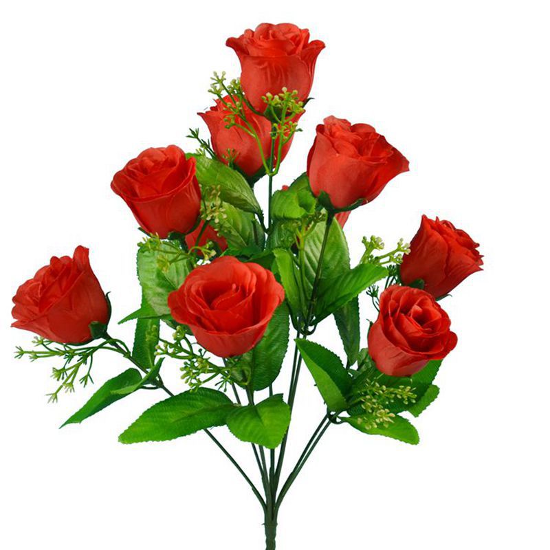 Picture of Photography Artificial Flower Manufacturer Wholesale Artificial Rose Artificial Flower Holiday Wedding Flower Arrangement 10 Peacock Rose Silk Bouquet