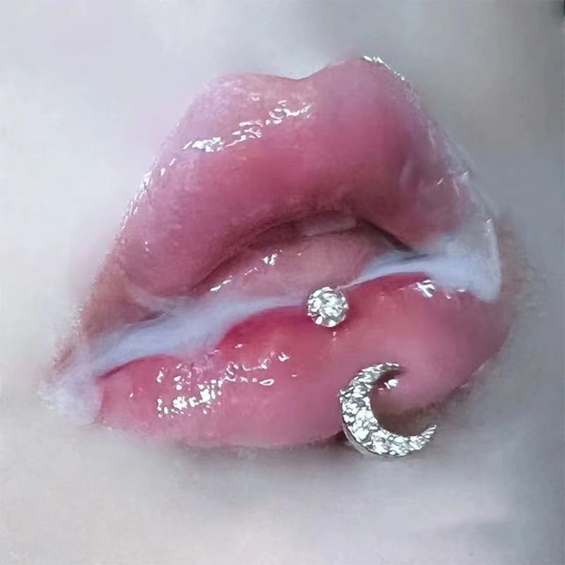 Picture of Cross-Border Flashing Love Mud Ball Lip Ring Wholesale Oil Dripping Fine Glitter Niche Sweet Hot Girl Lip Nail Piercing Jewelry