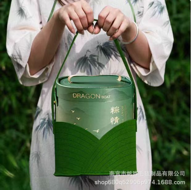 2025 Bamboo Dragon Boat Festival Gift Quality Salted Duck Egg Empty Box Zongzi Gift Box Packaging Box Hand Basket