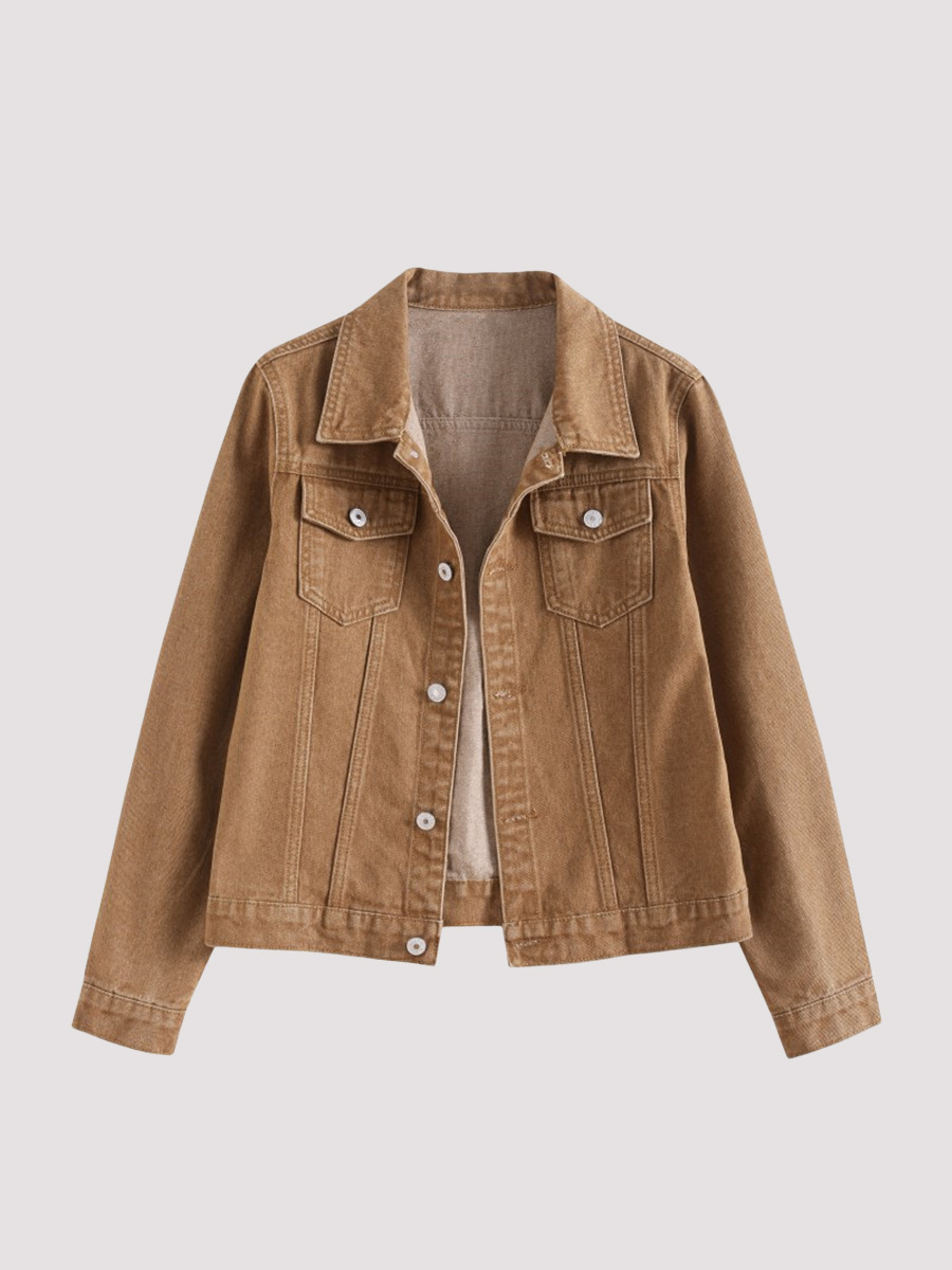 Picture of Vintage Denim Shirt Jacket for Women, Hong Kong Style Loose Denim Work Jacket, Trendy Popular Foreign Trade Jacket for Women