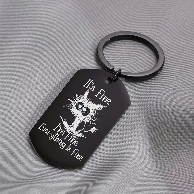Picture of New personalized creative stainless steel keychain pendant light luxury mobile phone pendant gift