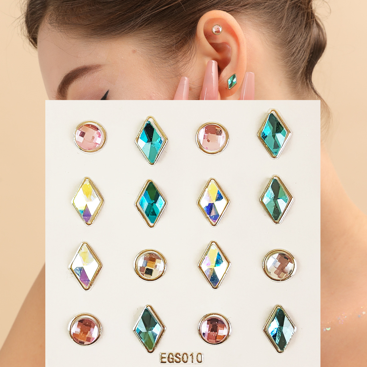 Hot Selling Butterfly Earrings Ear Diamond Stickers Light Luxury Earrings Design Women's Simple Temperament Easiest for Match Personalized Ear Diamond Tattoo Stickers