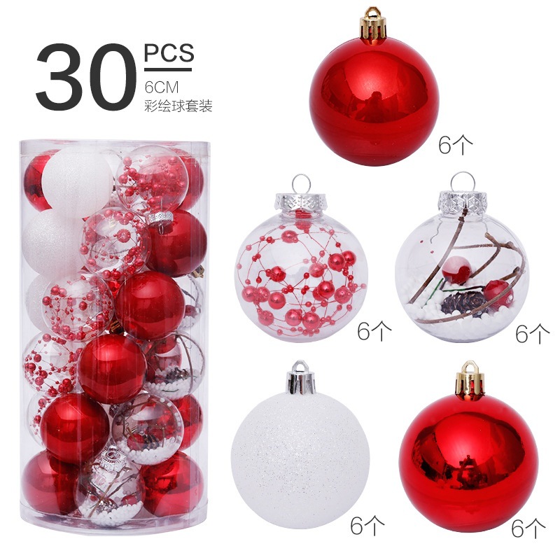 Picture of Cross Border in stock Christmas Decorations 6cm/30pcs Transparent Ball Christmas Ball suit Christmas Tree Pendant