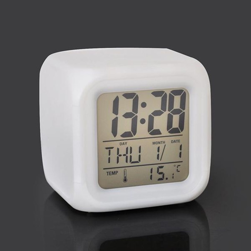 Korean style cute colorful alarm clock square clock lazy alarm clock creative home mood alarm clock luminous color changing small alarm clock