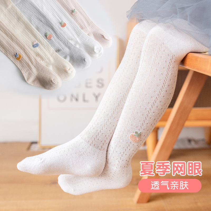 Picture of Summer Children's Pantyhose Striped Mesh Girls' Anti-mosquito Socks Cartoon Pineapple Baby Bottom Socks Baby All-in-one Socks