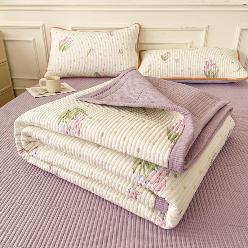 Picture of Mother and Baby Grade a Pure Cotton Bed Cover Three-Piece Set for Naked Sleeping Washed Cotton Cartoon Small Fresh Student Cotton Bed Bed Sheets Bed Cover