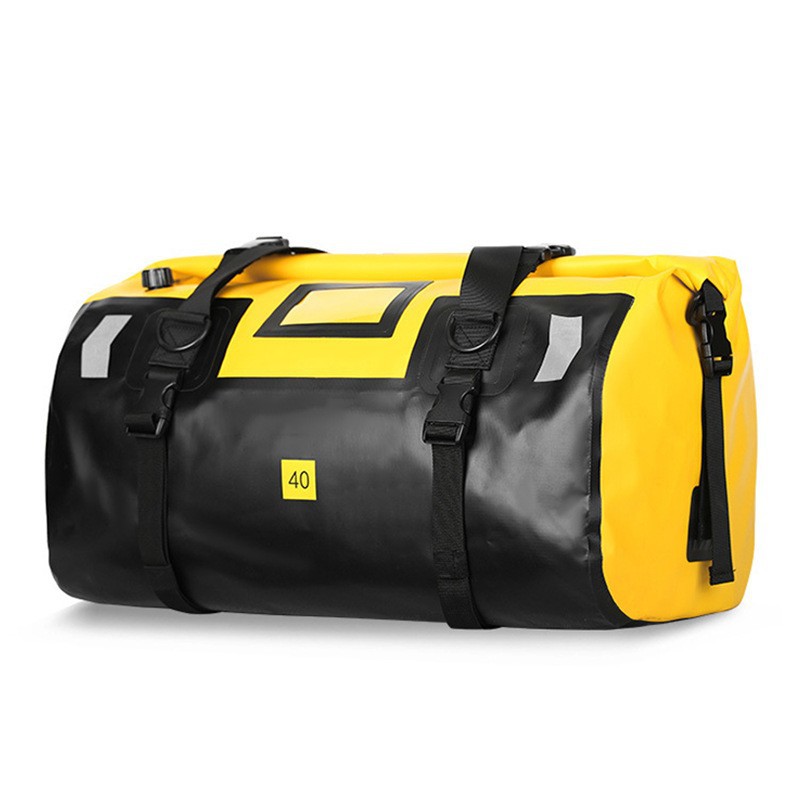 Picture of Modified strap pvc yellow night reflective horizontal bag outdoor camping riding pack waterproof motorcycle tail bag
