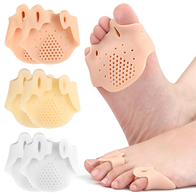 Three-Hole Thumb Valgus Toe Separator with Hole in the Sole of the Foot, Thickened Shock-Absorbing Massage Forefoot Pad, Large Foot Bone Orthopedic Sleeve