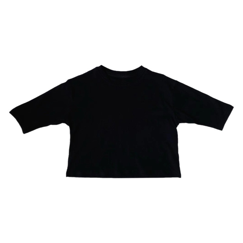 Gl-Kids K-Style Autum New Product Kidsren's Back Letter Washed Skin-Friendly Basic Long-Sleeved T-Shirt Unisex Top