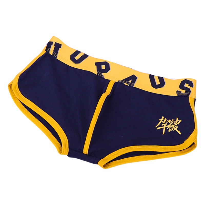 2024 new men's underwear trend personality boxers color matching cotton large size youth underpants a generation of hair