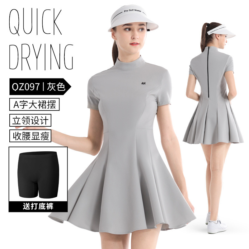 Picture of PGM Summer Golf Women's Slim-fit Tight Waist Slim A- line dress Short-sleeved Women's Skirt suit Korean-style Golf Clothing