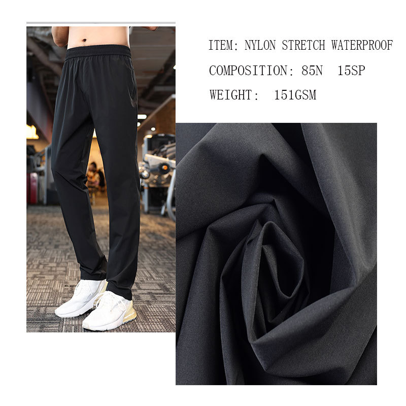 85% Nylon 15% Spandex, Nylon Stretch Fabric, Four-Sided Stretch Waterproof, Sports Casual Work Pants Fabric