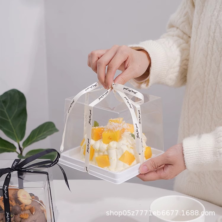 4 inch cake box transparent packaging box small 4 inch 3 inch mousse barks dessert cutting packing box anti-fog