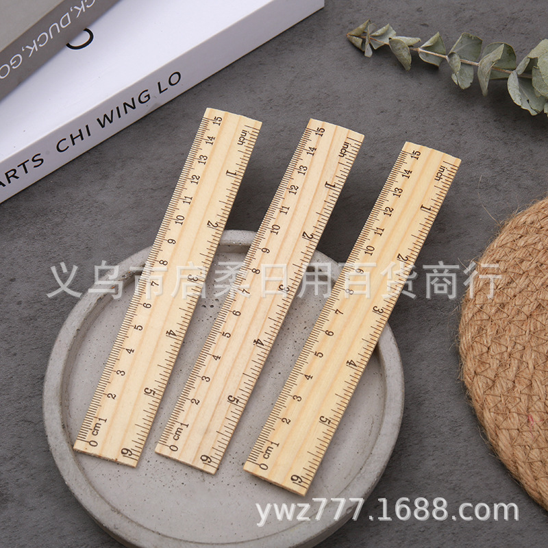 Picture of Factory Direct Sales Primary School Student Wooden Ruler 15Cm20Cm30Cm Wooden Ruler Single-Sided Double Scale Ruler Wooden Ruler Wholesale