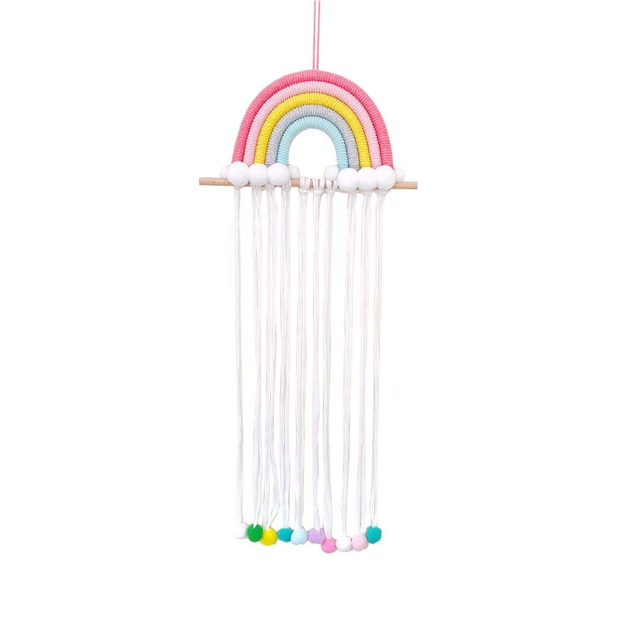 Picture of ins Nordic Rainbow Tassel Hair Accessories Hairpin Finishing Storage Woven Children's Room Decoration Wall Decoration