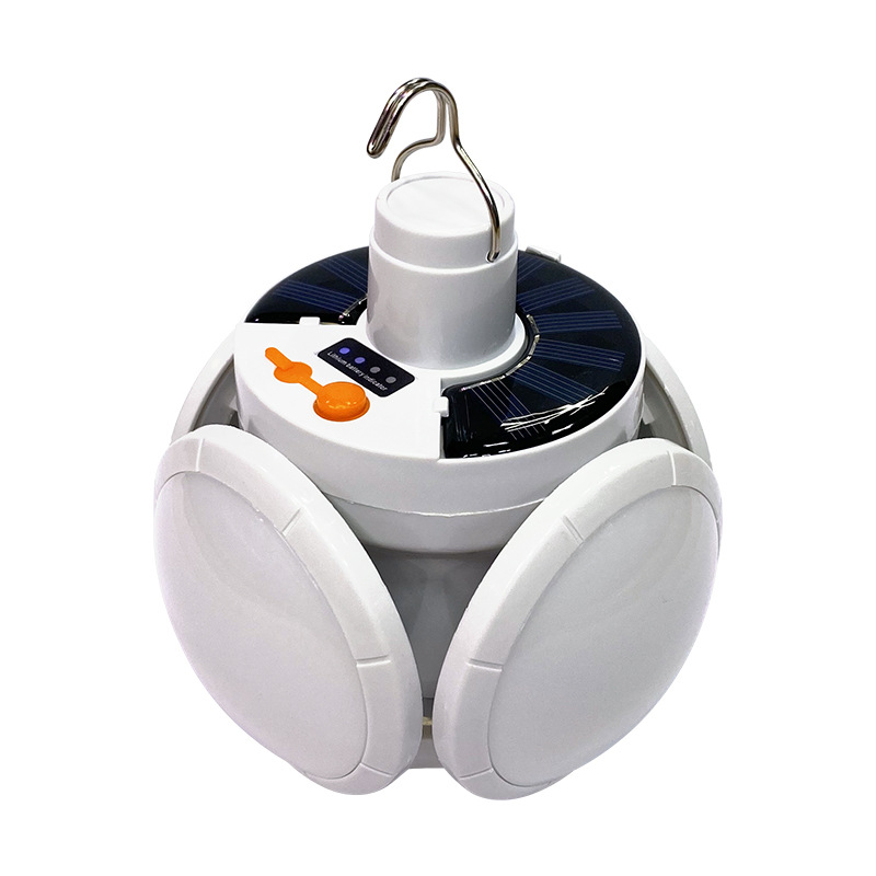 Picture of Five-side luminous rechargeable LED light night market camping solar LED light hook folding solar outdoor light