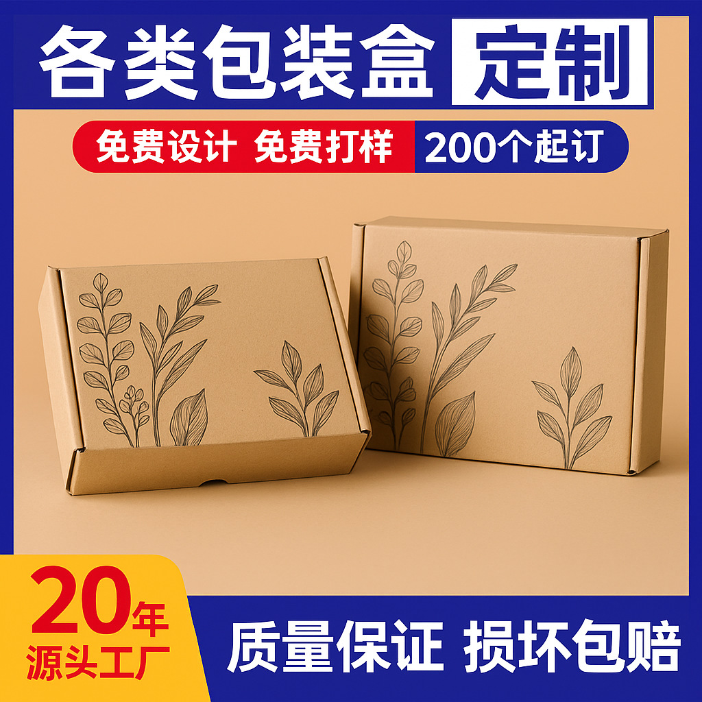 Customized Packaging Carton Hand-Painted Style Universal Gift Box Packaging Biodegradable Environmentally Friendly Kraft Paper Packaging Box