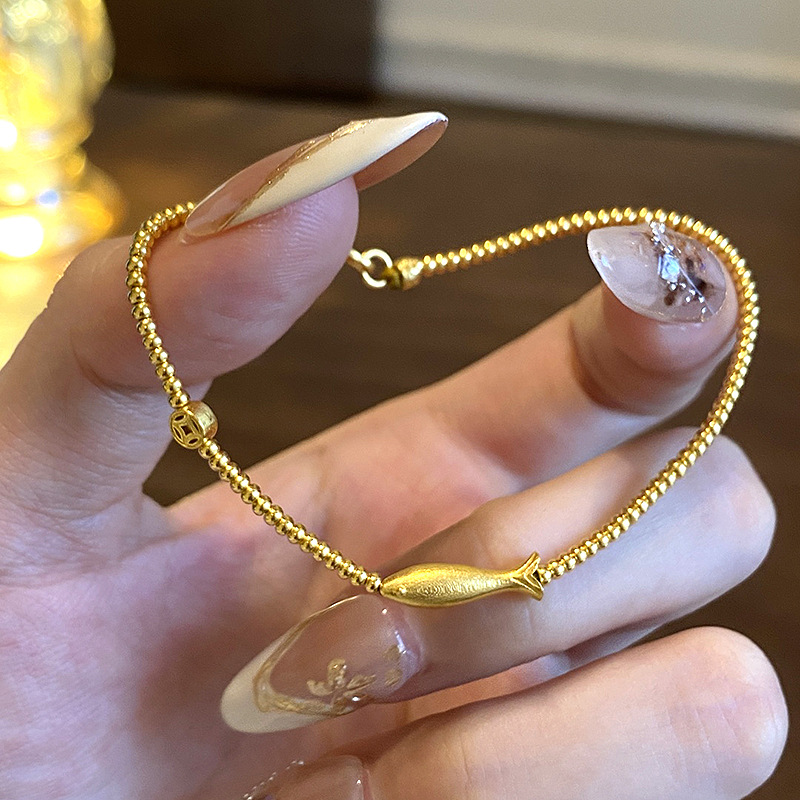 Little red book explosions small yellow croaker bracelet fashion luxury autumn and winter Joker golden beads beaded bracelet a generation of hair