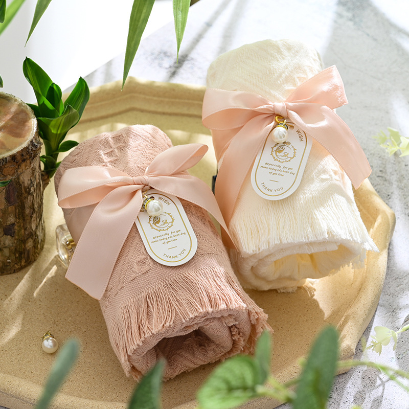 Picture of Wedding Hand Gift Towel Creative Tassel Towel Birthday Hundred Days Full Moon Gift Return Hand Gift Towel Wholesale