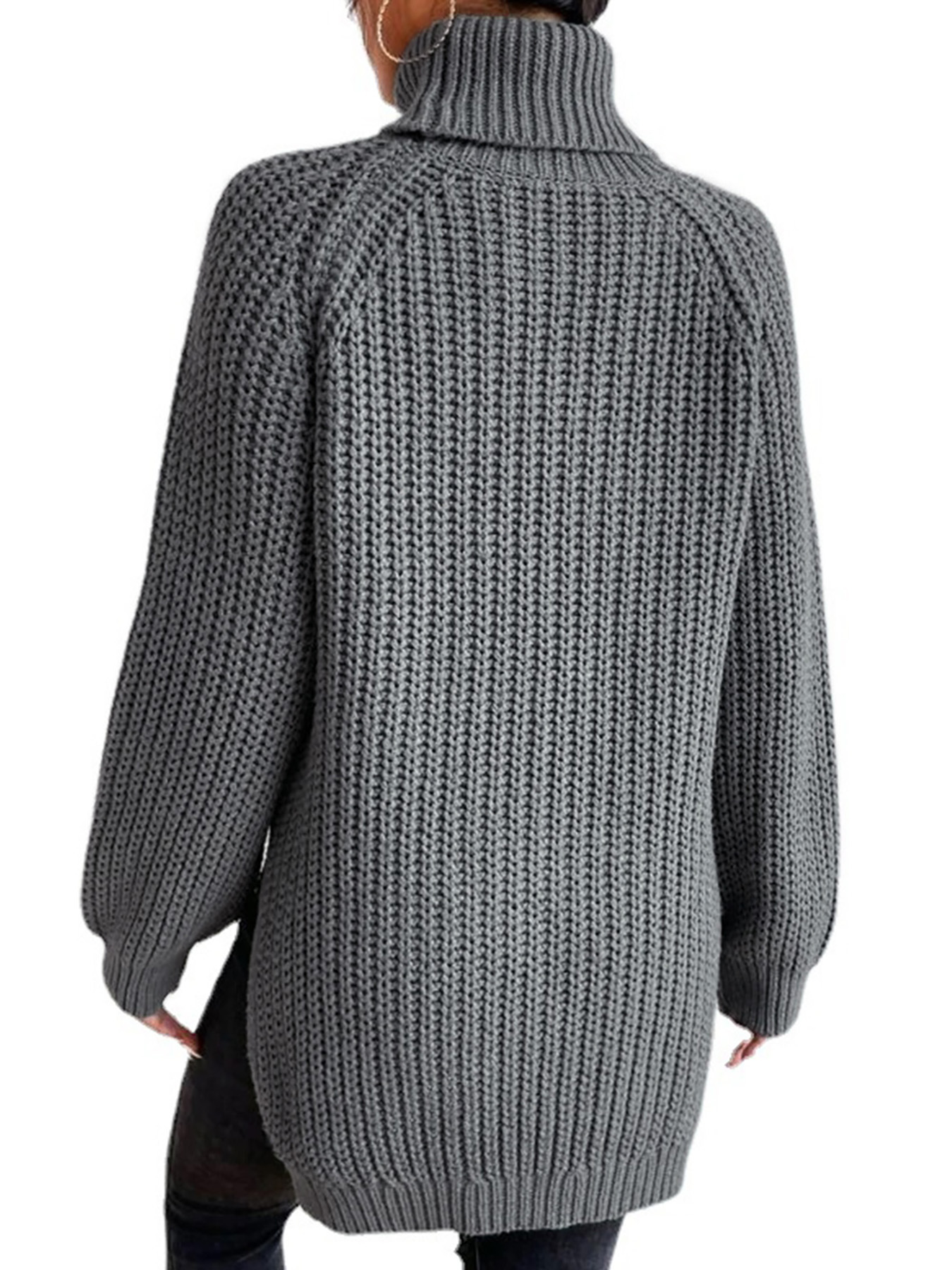 Picture of Foreign trade cross-border Europe and the United States Amazon source manufacturers long sleeve high collar pullover thick needle slit sweater autumn and winter