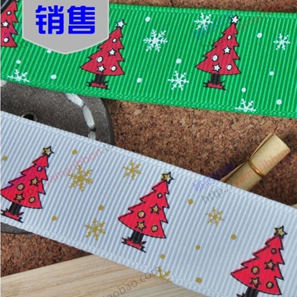 Picture of 22mm snowflake tree Christmas ribbon needs ribbon AS003 Yao Ming Christmas ribbon