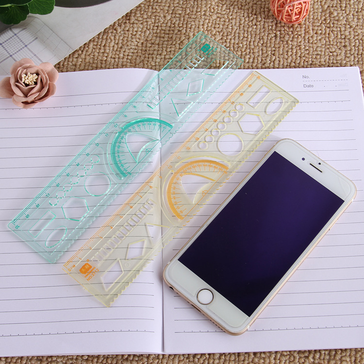 Picture of Wholesale creative 20cm ruler student stationery multifunctional four-in-one ruler learning painting office hollow ruler