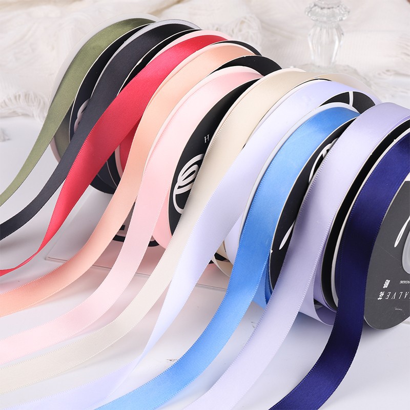 2.0cm Solid Color Double-sided Polyester Ribbon Flower Bouquet Packaging Bag Gift Cake Baking Ribbon Ribbon Flower Art