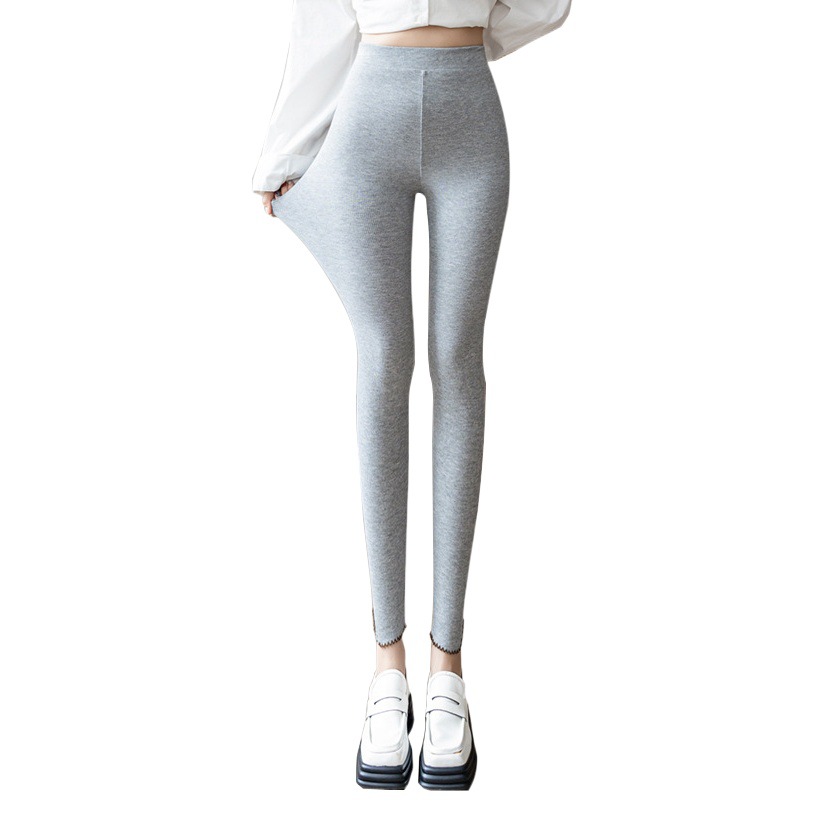 Gray Leggings for Women, Cotton, Slimming, Nine-Point Pants, Elastic, Tummy Control, Skinny Pants, Can Be Worn Outside, High Elasticity, Slimming