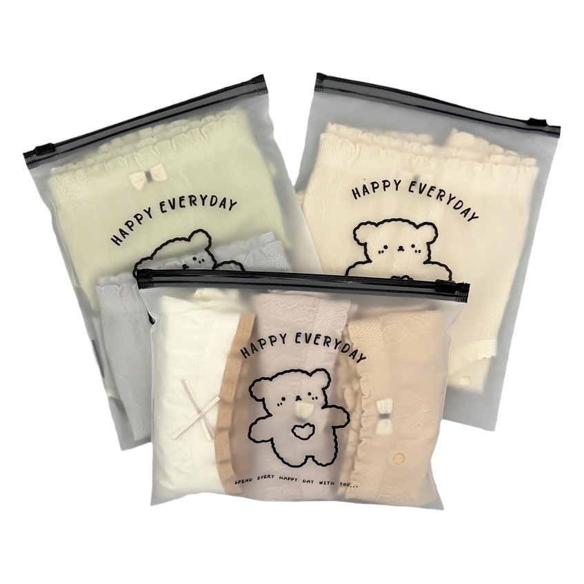 pe frosted zipper clothing saliva towel socks cute cartoon rabbit small bag jewelry underwear packaging bags wholesale