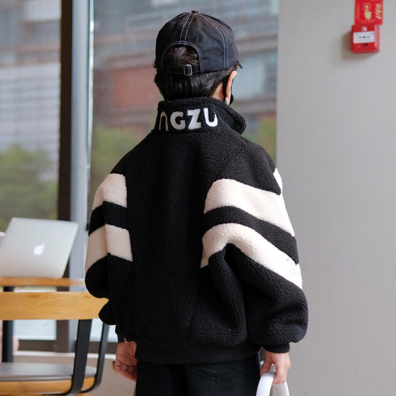 Picture of Autumn and Winter boys' lambswool coat fleece-lined thickened children's long-sleeved zipper girls' lambswool sweater