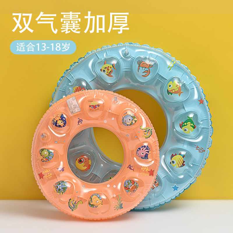 Picture of Factory wholesale thickened children's striped adult swimming ring inflatable underarm ring net red floating ring double airbag swimming ring