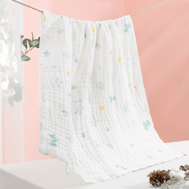 Class a Pure Cotton Gauze Newborn Baby Bath Towel Xinjiang Six-Layer Newborn Baby Bath Cover Is Absorbent and Breathable