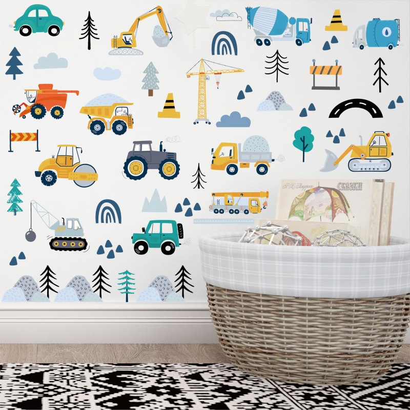 Picture of Cross-border Car Wall Stickers Bohemia Style Transportation Kindergarten Kidsren's Room Bedroom Decoration Cartoon Wall Stickers