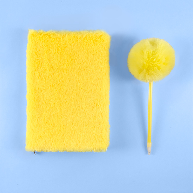 Picture of Cross-Border Simple Plush Notebook Plus Pen Prize Gift Furry Cover Diary Note Set Notebook