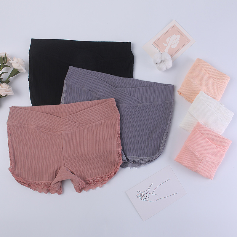 Picture of Pregnant Women's Safety Pants, Anti-Exposure, Threaded Lace, Pure Cotton, Low-Waisted, Thin Bottoming Boxer Briefs, Two-In-One