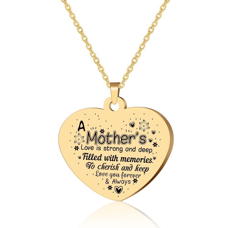 Picture of 2025 Cross-Border Keychain Large Heart Shaped Stainless Steel Pendant Necklace Mother's Day Gift Engravable Gift Wholesale