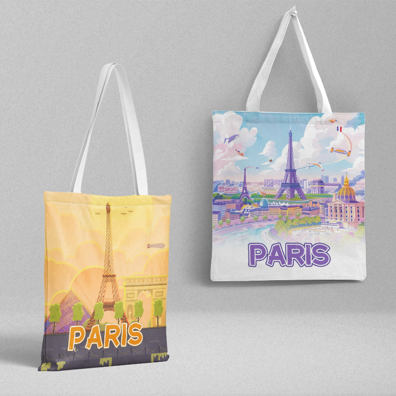 Paris canvas bag 36x 39cm French city travel commemorative shoulder bag handbag ins style shopping bag