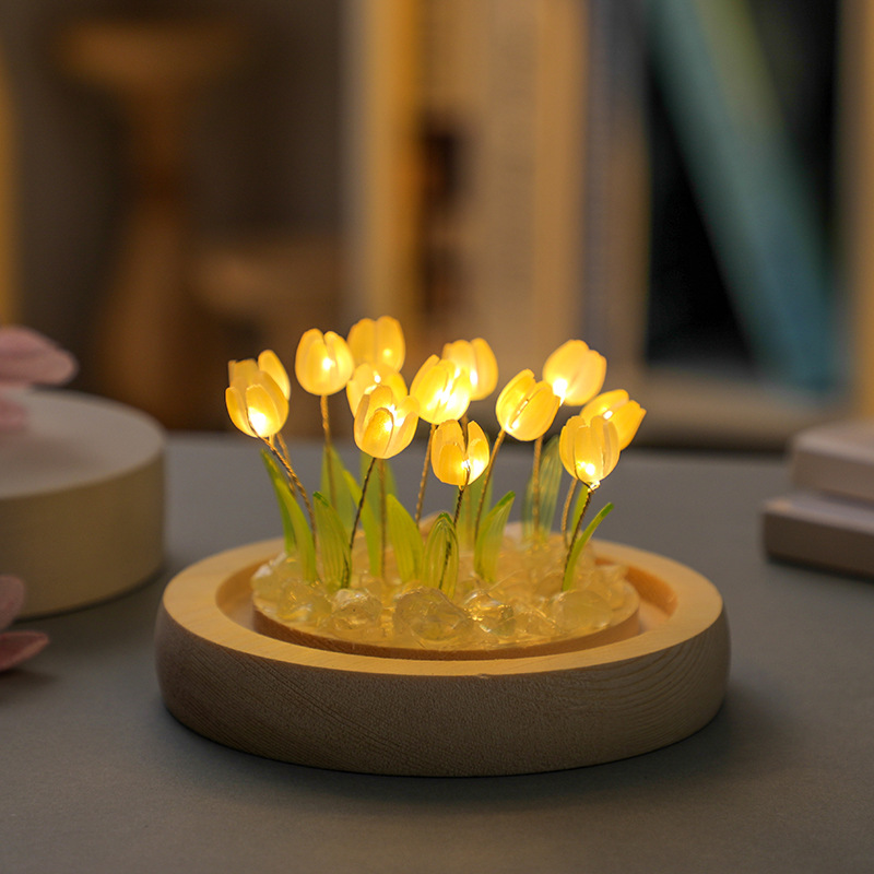 Picture of Tulip Night Light Handmade DIY Material Kit Creative Desktop Atmosphere Lamp Ornament Gift for Girls Mid-Autumn Festival Gift