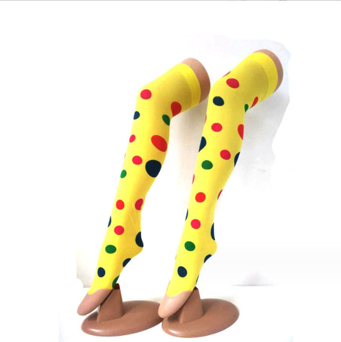 Cross-border polka dot clown socks adult stockings polka dot knee socks festival cos clown playing props stockings
