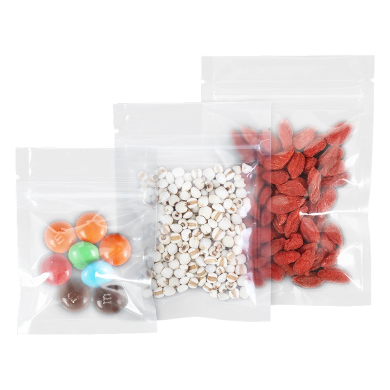 Customized Transparent Three-Side Seal Ziplock Bag Flats Bottom Seal Bag Frosted Food Plastic Seal Bag 20 Silk Snack Seal Bag