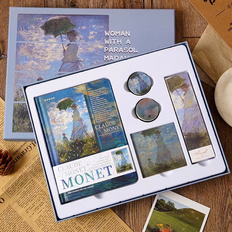 Picture of Starry Sky Ledger Set Creative Tape Sticker Gift Van Gogh Oil Painting Bookmark Set Gift Box Ledger Notebook