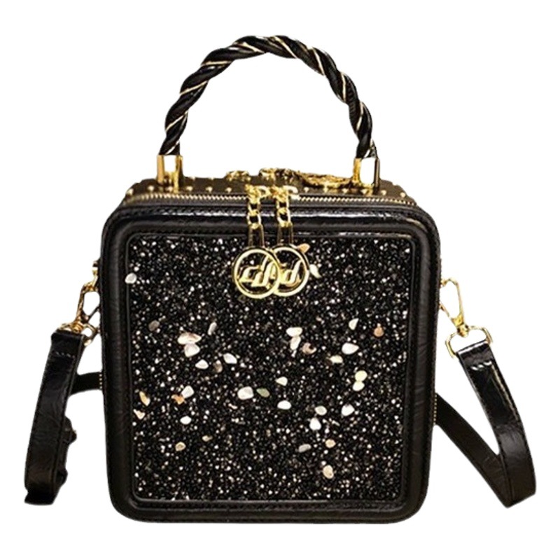 Cd Xidiier 2025 Spring New High-End Niche Rain Flower Stone Satchel Box Bag Women's Crossbody Shoulder Bag