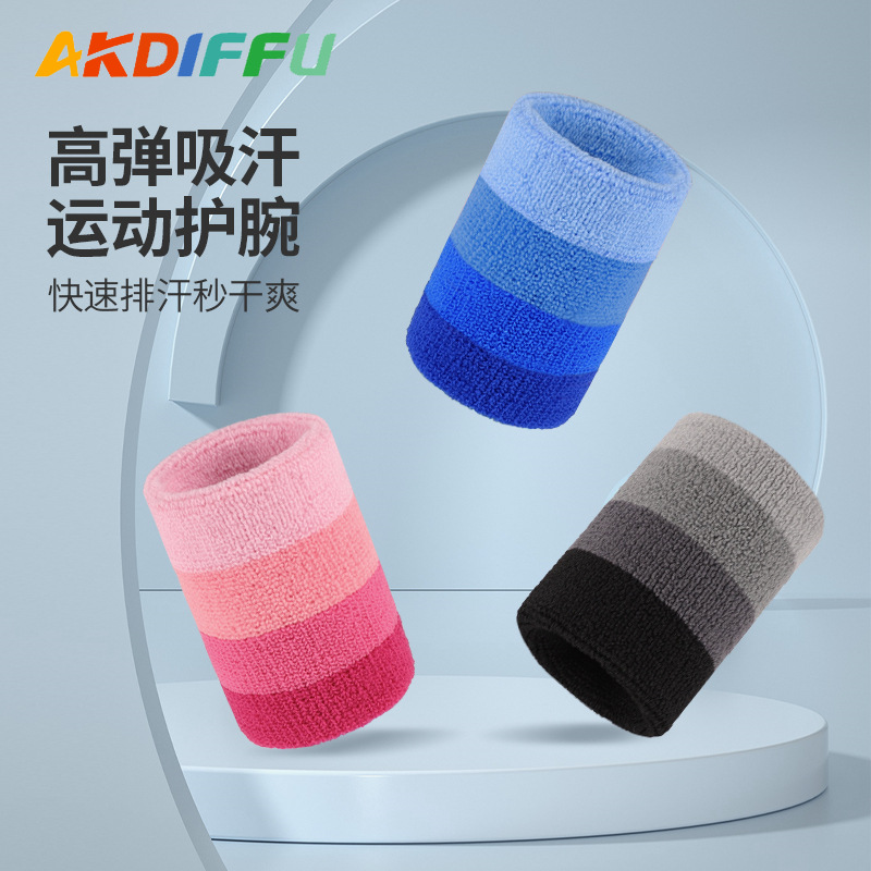 Picture of New sweat-absorbent towel wristband breathable sweat-wiping wristband basketball badminton sports colorful high elastic Sports wristband