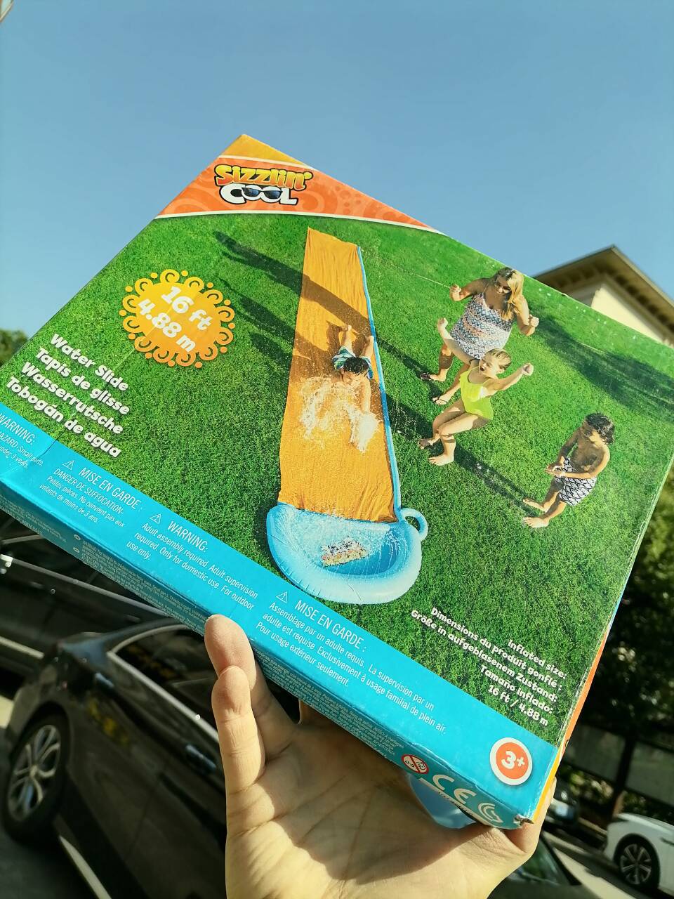 Picture of Bestway52328 three-person water slide children's water park play water spray mat lawn double water slide