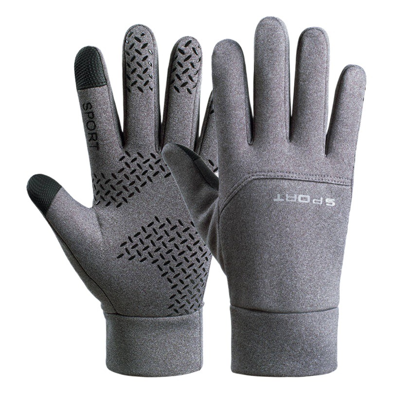 Waterproof gloves men's autumn and winter fleece-lined windproof cold-proof outdoor sports skiing riding driving non-slip touch screen gloves